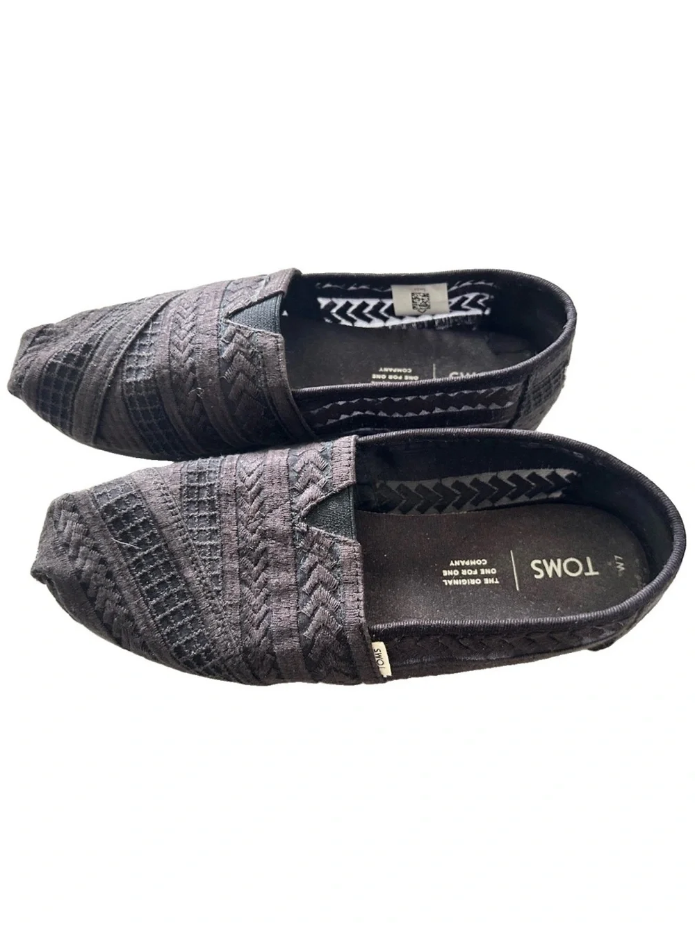 TOMS | Black Lace Alpargata Slip On Shoes Womens Size 7 Gray